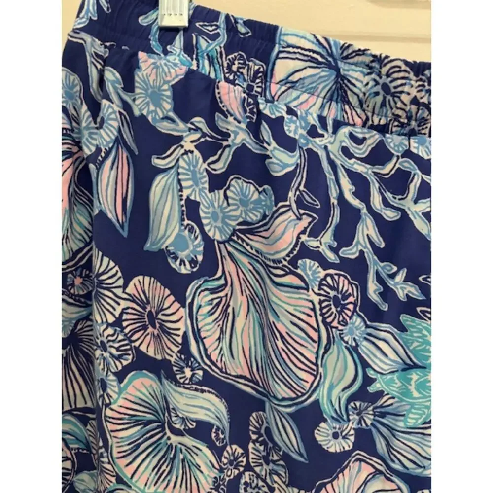 Lilly Pulitzer Katia Lapis Lazuli Blue Print Womens Medium Drawstring Shorts